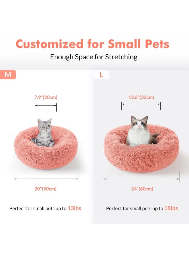 HousLife Cat Bed Plush Donut Cat Bed 40x40CM Soft Fluffy Round Pet Bed, Calming Self Warming Cat Bed Machine Washable with Non Slip Waterproof Bottom for Indoor Cats Small Dogs - Image 5